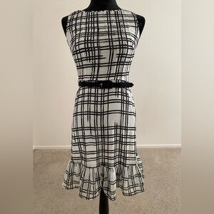Karl Lagerfeld Black and White Checkered Midi Dress